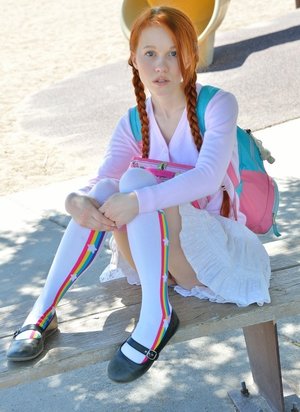 18 year old Alexis Crystal on knees for submissive cock serving action